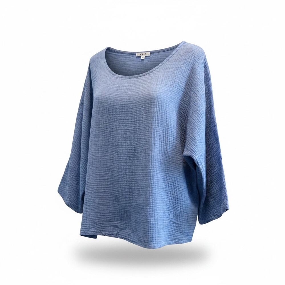 Italy Moda Made in Italy 100% Cotton Blue Gauze Shirt NWT